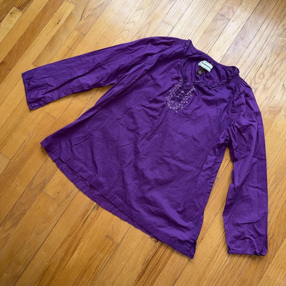 Bit & Bridle Tops - Bit & Bridle Purple Embroidered Western Tunic Shirt 1X Long Sleeve Boho Top